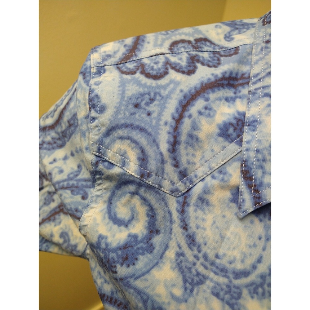 Escada Sport Blue Paisley Stretch Button Front Top Womens 36 S/M Casual Preppy - Picture 4 of 7